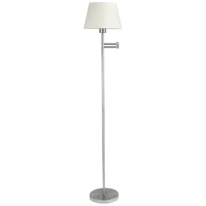 Echt Living Helena Stehleuchte max.1x60W E27 Nickel satiniert/Weiß 230V Metall/Stoff
