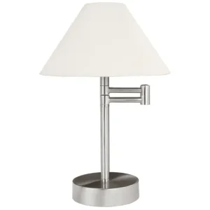 Table&Desk Helena Tischleuchte max.1x40W E14 Nickel sat/Weiß 230V Met/Stoff Neue Kollektion