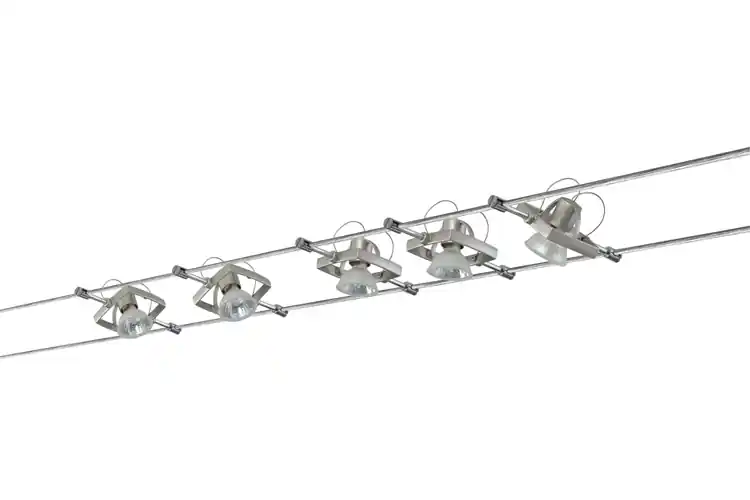 Wire System Mac II 105 5x20W GU5,3 Nickel satiniert 230/12V 105VA Metall Zertifiziert
