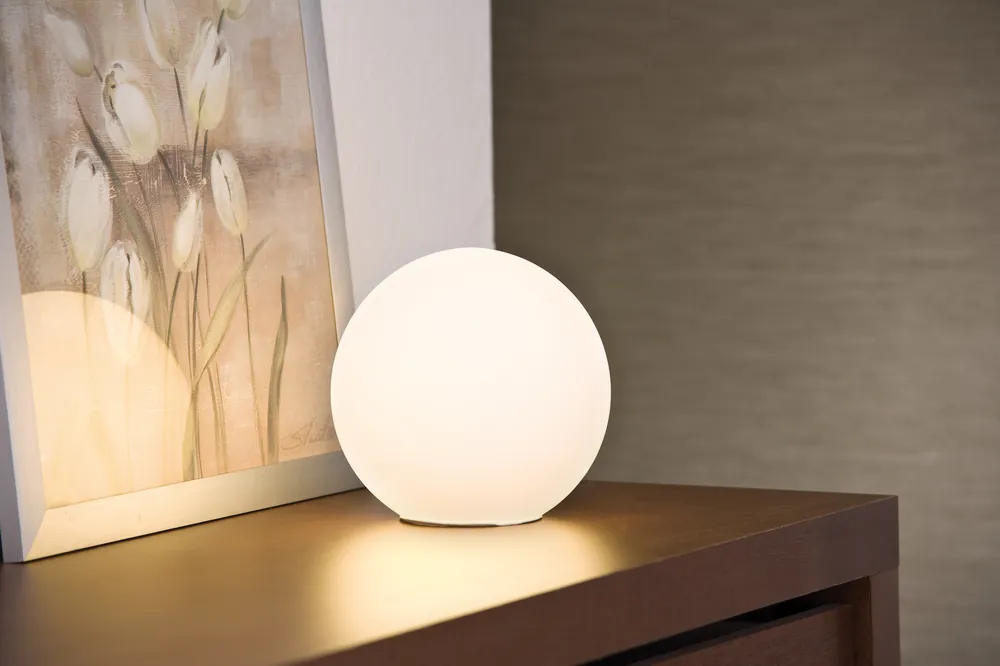 Tischleuchte Kiia Opal, Glas max. 40 W, 230 V, E14, Opal, Glas Gratis Versand
