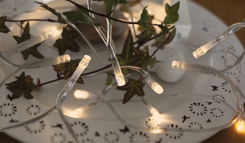 Online Kaufen LED-Lichterkette indoor, 35-teilig warm white LED, transparentes Kabel