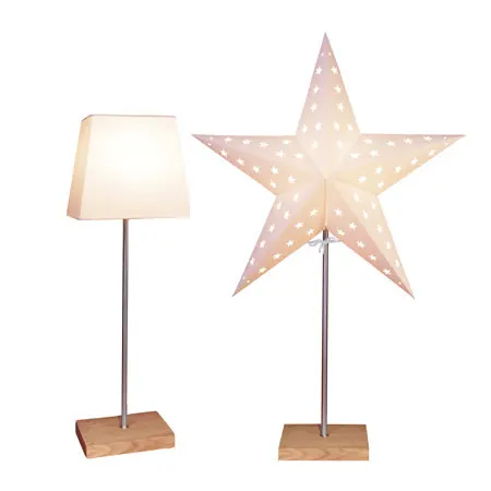 Standleuchte "Combi-Pack" Material: Metall/Holz/Papier, Farbe: creme ca. 67 cm x 43 cm (Stern), ca. Günstig