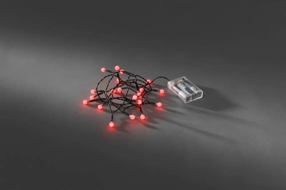 Mega-Angebot LED Globelichterkette, runde Dioden, 6h Timer, 20 rote Dioden, batteriebetrieben, Innen,