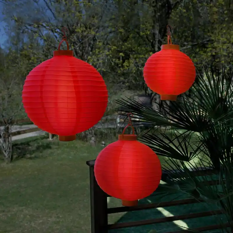 3er Set LED-Lampions, Farbe: rot Super-Preis