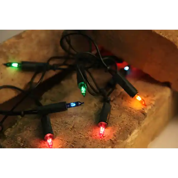 Sonderangebot Mini-Lichterkette, 35-teilig bunte Birnchen, grünes Kabel