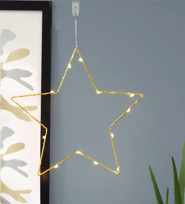 Neu LED-Drahtstern "Sparkling", messing