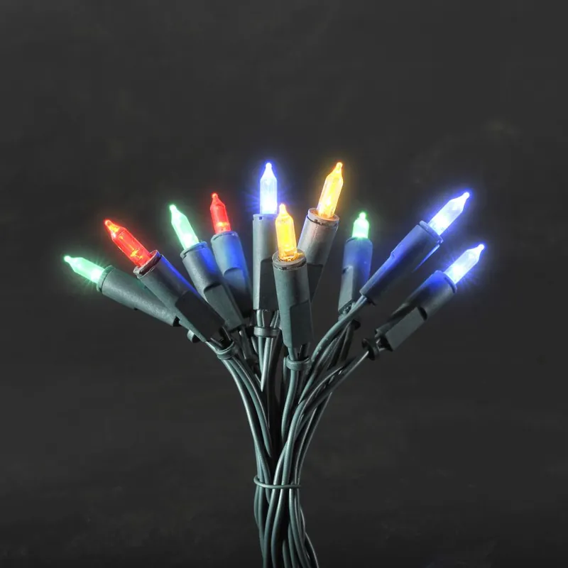 LED Minilichterkette, 35 bunte Dioden, 230V, Innen, grünes Kabel Abverkauf