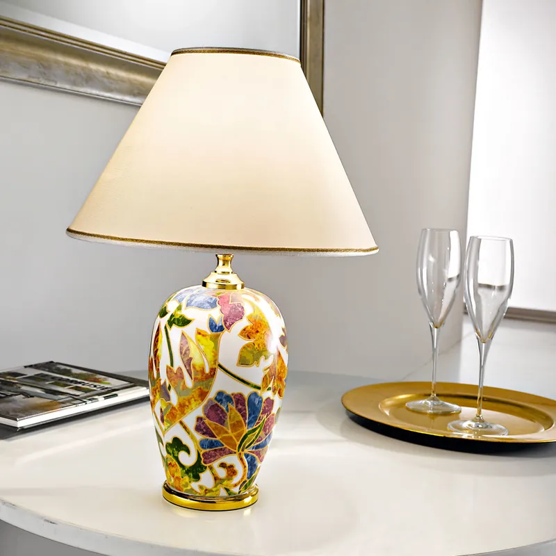 Sonderaktion Tischleuchte DAMASCO, 24 Karat Gold, Höhe 41 24 Karat Gold, Oslash 30cm, Höhe 41cm, 1-flammig, E27