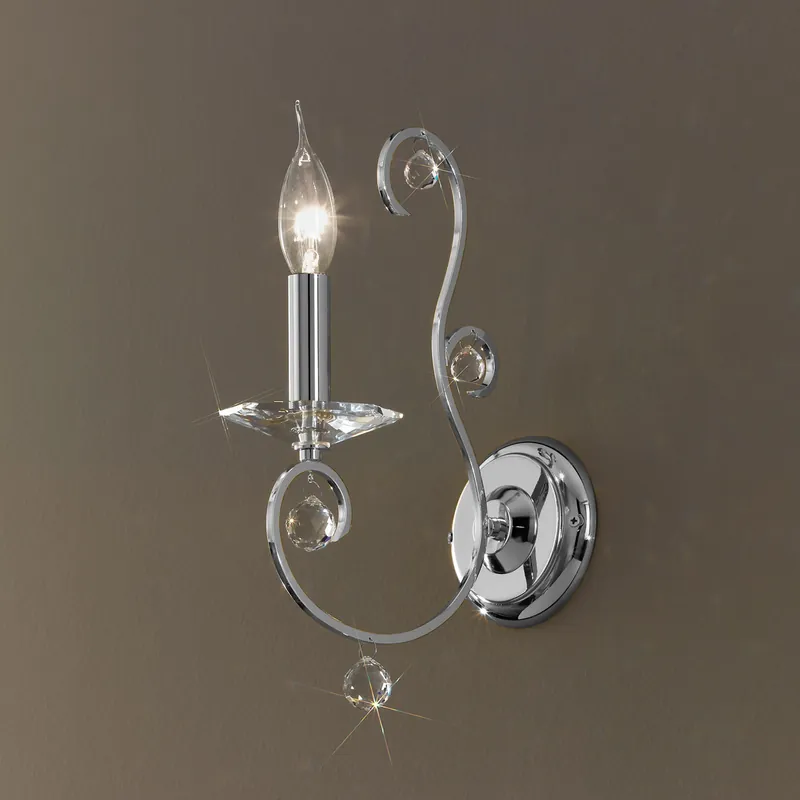Neuheit Wandleuchte CARAT, Chrom, 12/32/24 Chrom, Breite 12cm, Höhe 32cm, 1-flammig, E14