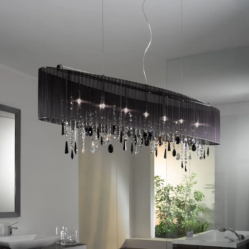Pendelleuchte PARALUME, Chrom, 140/27 Chrom, Länge 140cm, Breite 27cm, Höhe 50cm, Min. Höhe 57cm, Ma Expressversand