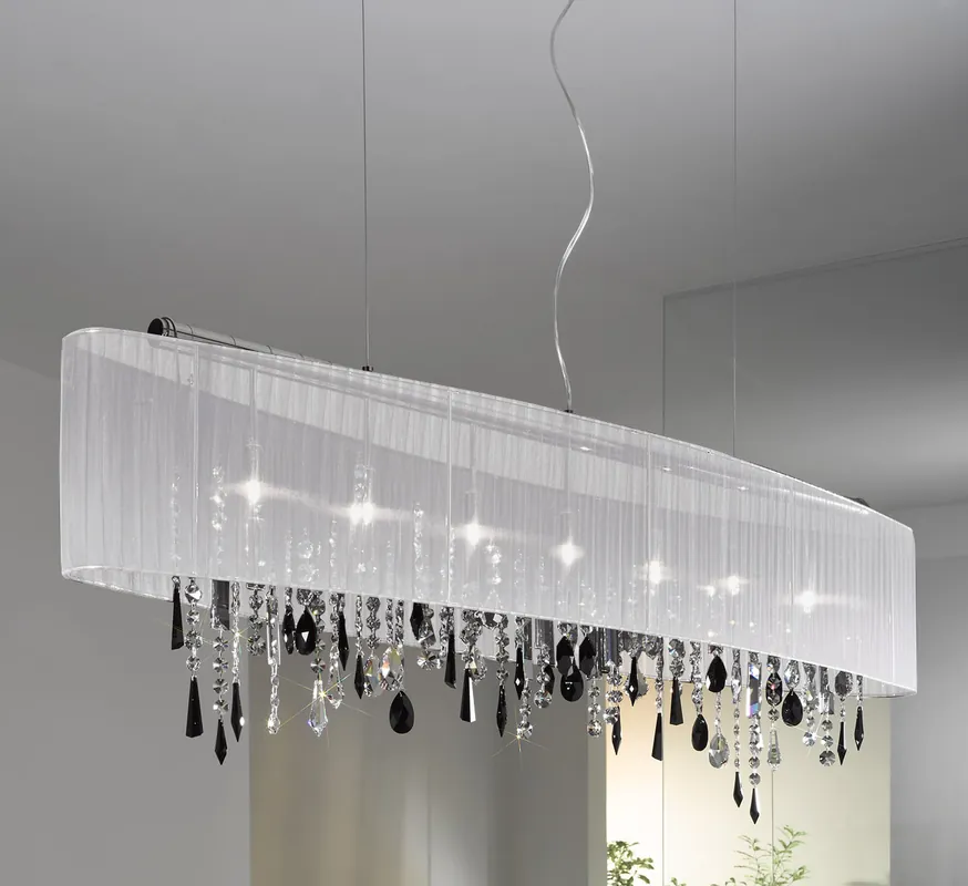 Pendelleuchte PARALUME, Chrom, 140/27 Chrom, Länge 140cm, Breite 27cm, Höhe 50cm, Min. Höhe 57cm, Ma Direkt Vom Hersteller