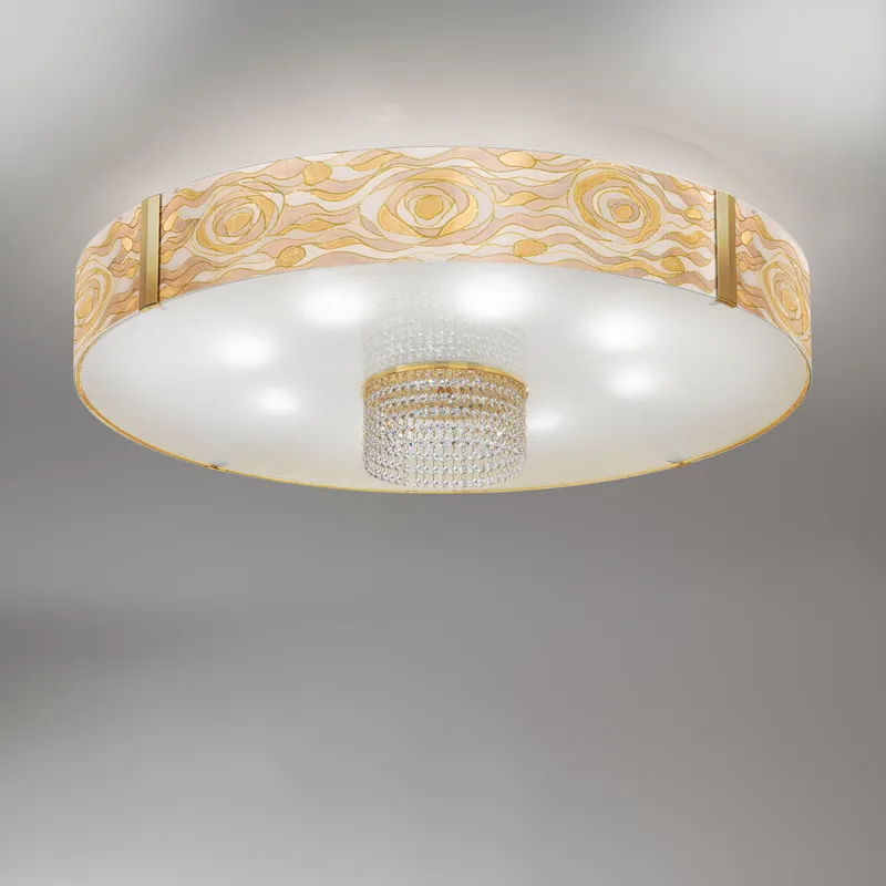 Letzte Chance Deckenleuchte EMOZIONE, Aqua Champagne,24 Karat Gold, Oslash 80cm, Höhe 40cm, 8-flammig,