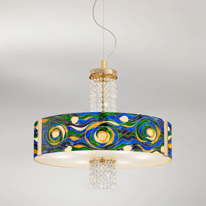 Pendelleuchte EMOZIONE, Aqua Blue,24 Karat Gold, Oslash 60cm, Höhe 58cm, Min. Höhe 60cm, Angebot