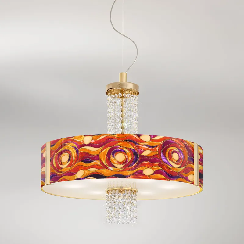 Kracherpreis Pendelleuchte EMOZIONE, Aqua Red, 24 Karat Gold, Oslash 60cm, Höhe 58cm, Min. Höhe 60cm, M
