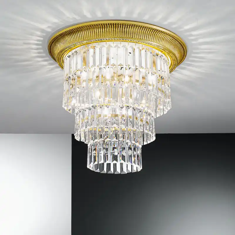 Deckenleuchte MILORD CRYSTAL, 24 Karat Gold, Oslash 50cm, Höhe 46cm, 1+3-fl Sofort Bestellen