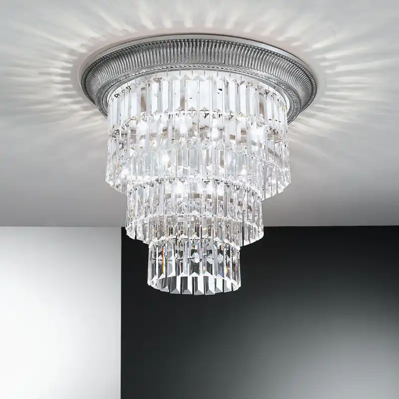 Sonderaktion Deckenleuchte MILORD CRYSTAL, Chrom, Oslash 50cm, Höhe 46cm, 1+3-flammig, E27+E14