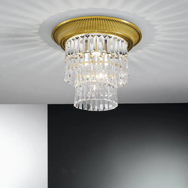 Must-Have Deckenleuchte MILORD CRYSTAL, 24 Karat Gold, Oslash 40cm, Höhe 36cm, 1+3-fl