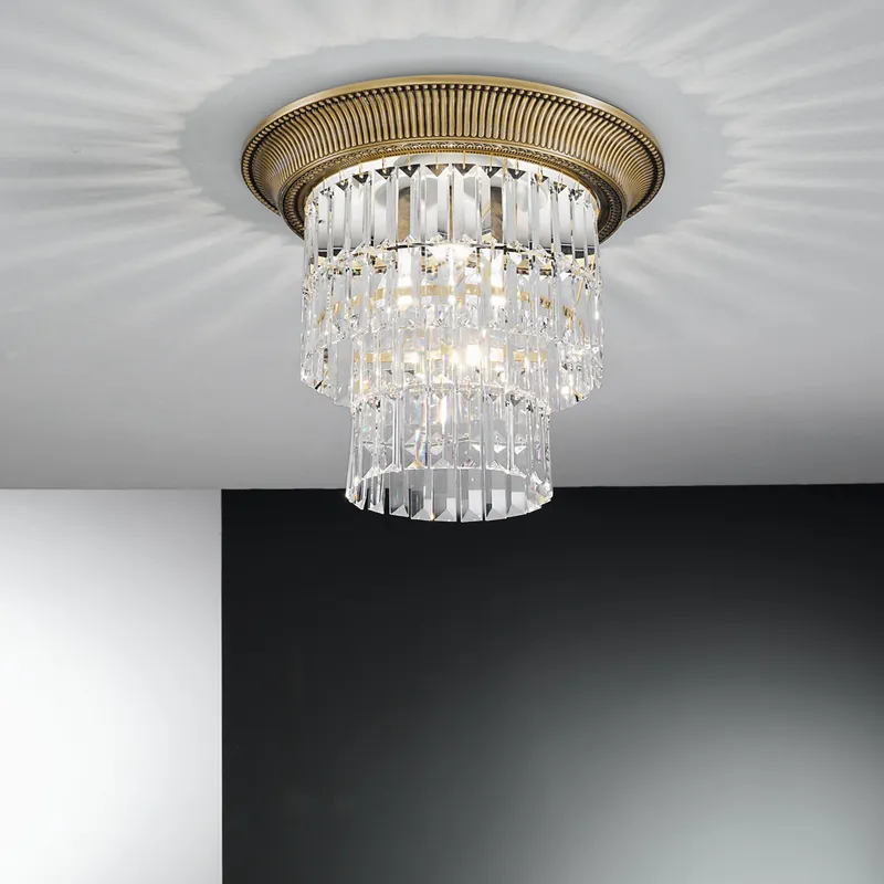 Deckenleuchte MILORD CRYSTAL, Altmessing, Oslash 40cm, Höhe 36cm, 1+3-flammig, Preis Gesenkt