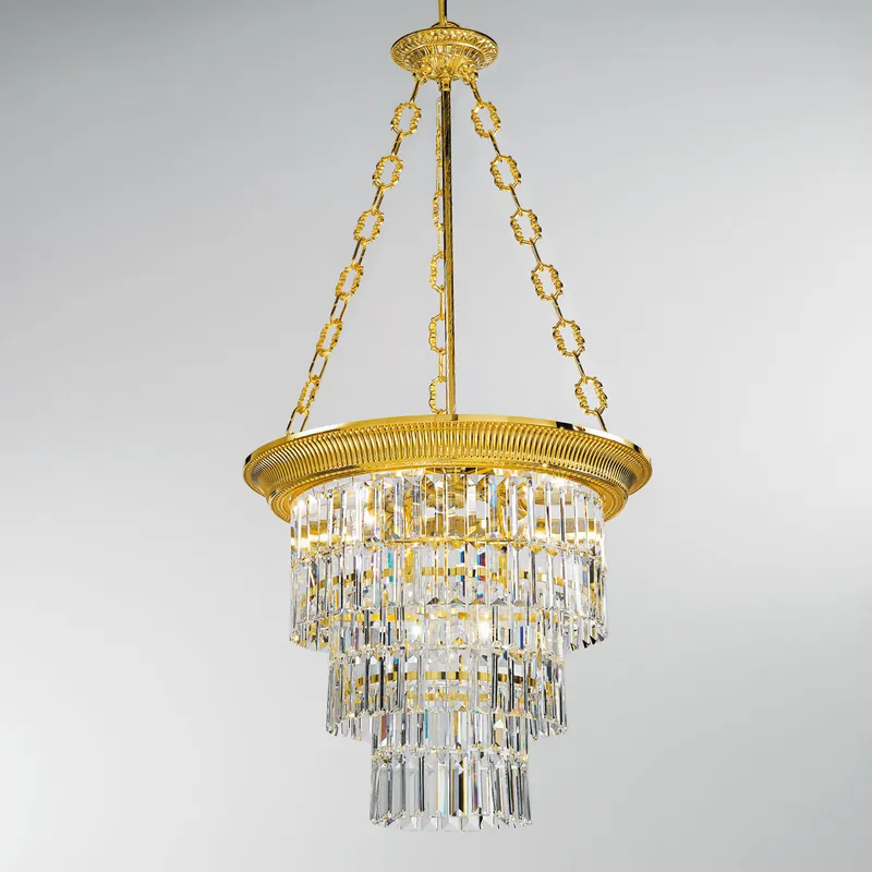 Kostenloser Rückversand Luster MILORD CRYSTAL, 4-flammig 24 Karat Gold, Oslash 50cm, Höhe 110cm, M