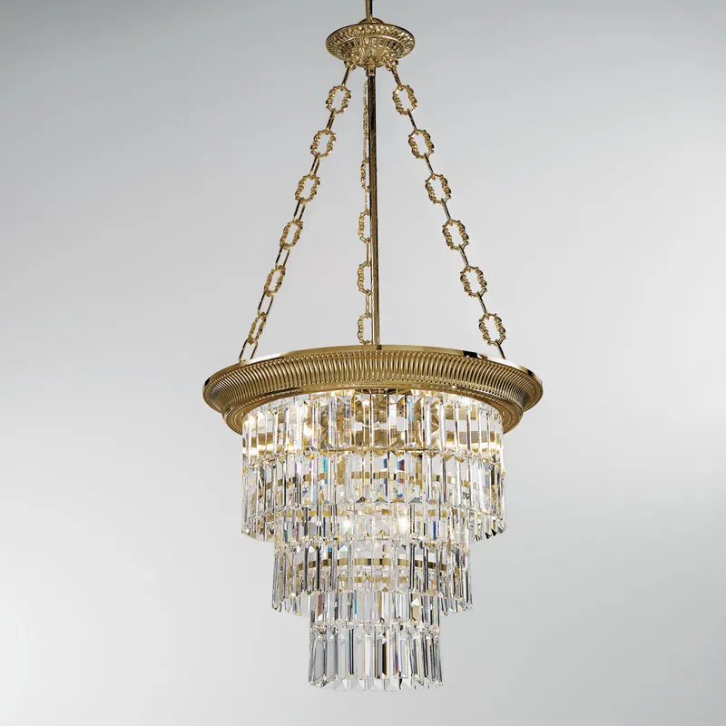 Kostenfreie Lieferung Luster MILORD CRYSTAL, 4-flammig Altmessing, Oslash 50cm, Höhe 110cm, Min. Hö