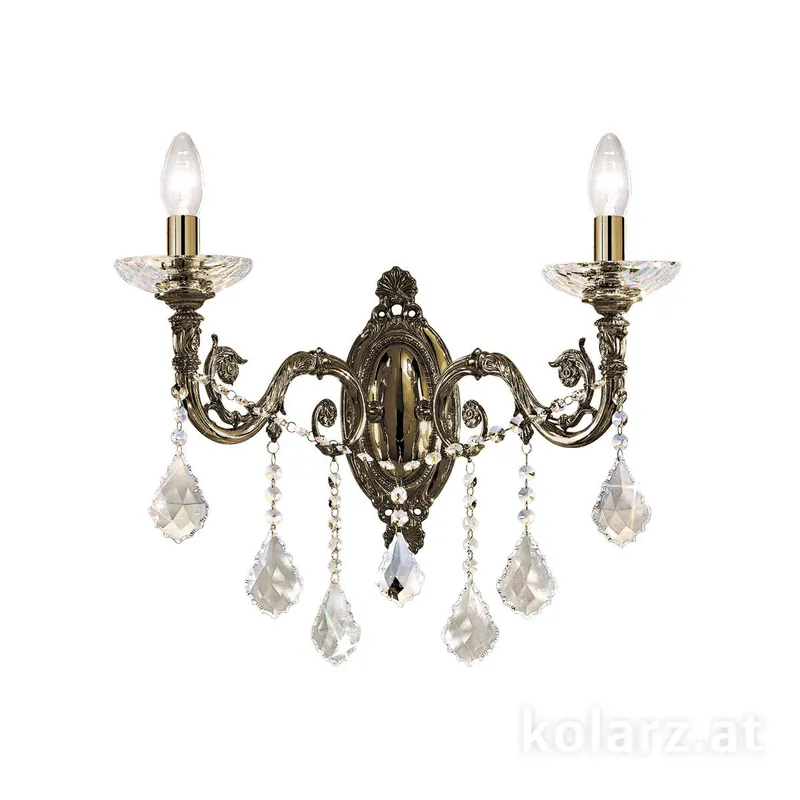 Neu Im Sortiment Wandleuchte CONTARINI CRYSTAL, KOLARZ Pure Kristalle, Altmessing, 48/45/26