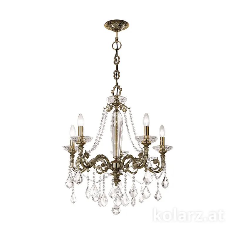 Top-Preis Luster CONTARINI CRYSTAL, KOLARZ Pure Kristalle, Altmessing, Ø65, 5-flammig