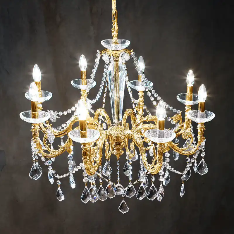 Luster CONTARINI CRYSTAL, KOLARZ Pure Kristalle, Französisch Gold, Ø85, 8-flammig Sale