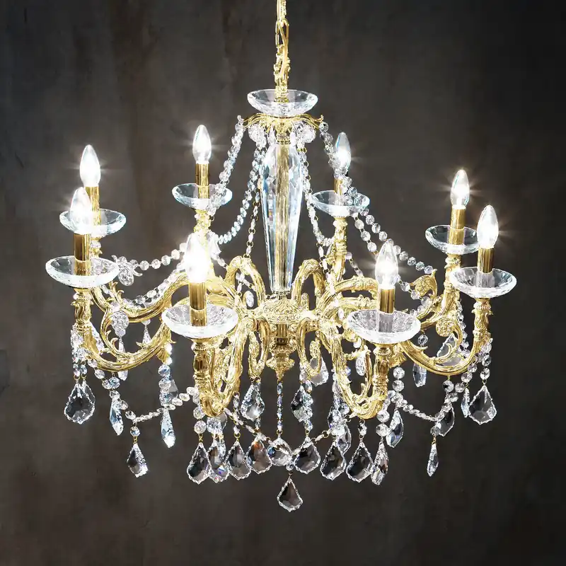 Luster CONTARINI CRYSTAL, KOLARZ Pure Kristalle, 24 Karat Gold, Ø85, 8-flammig Expressversand