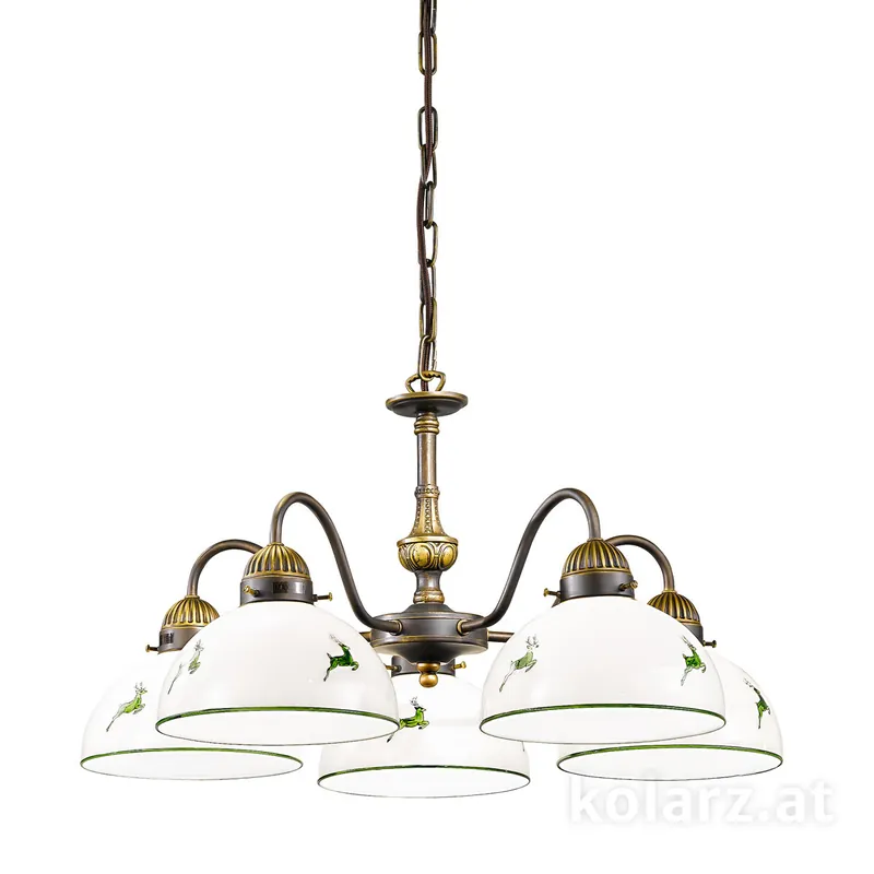 Beliebt Luster NONNA, mundgeblasen, Altmessing, Ø57, 5-flammig
