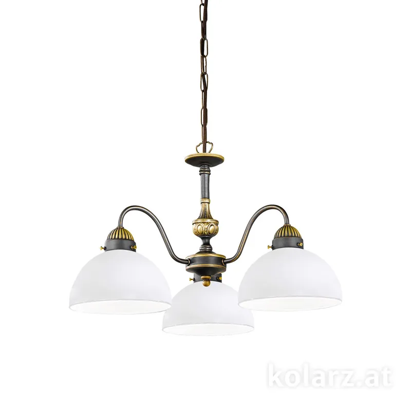Luster NONNA, mundgeblasen, Altmessing, Ø45, 3-flammig Sonderangebot