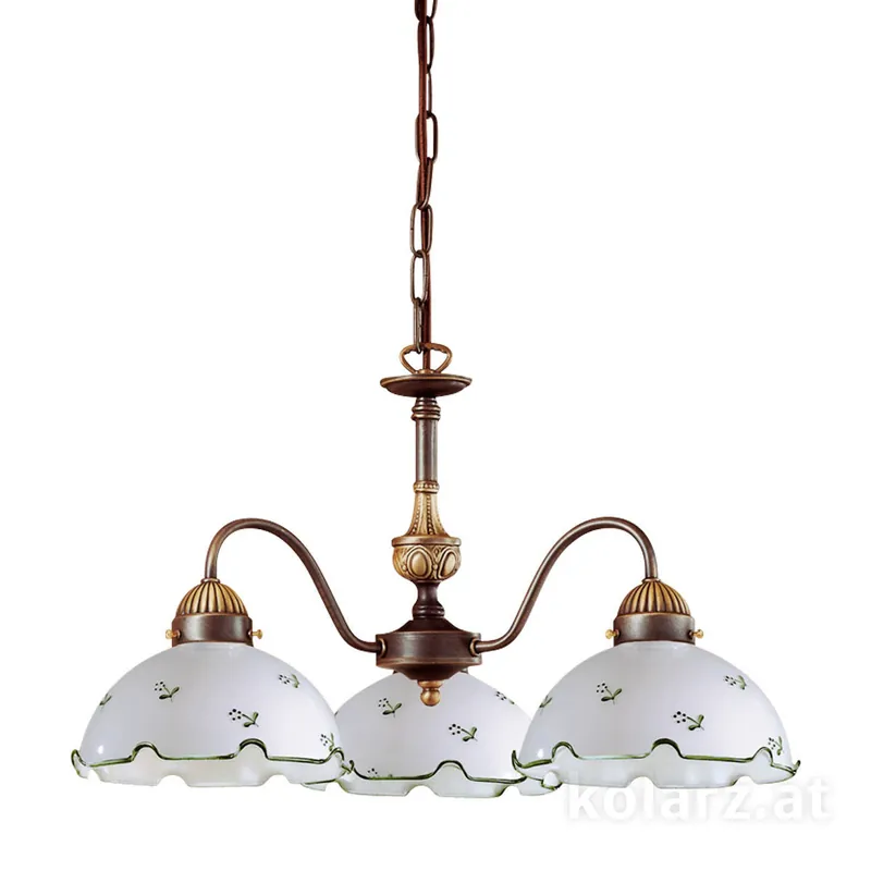 Bestseller Luster NONNA, mundgeblasen, Altmessing, Ø45, 3-flammig