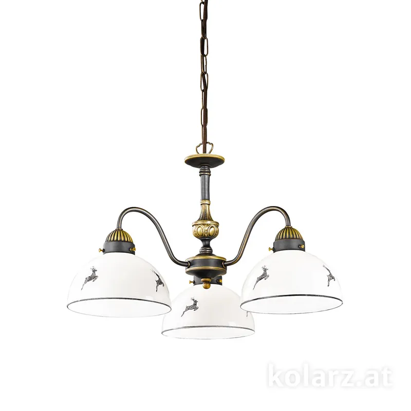 Markenprodukt Luster NONNA, Altmessing, Ø45, 3-flammig