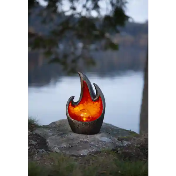Gratis Versand LED-Solardeko "Melilla",Flamme/Glaskugel, bronze