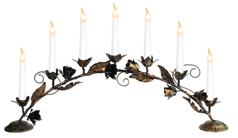 "Fensterleuchter ""Rosetta Bow"" 7flammig, Material: Metall Farbe: altgold mit Rosenblüten ca. 35 c Nur Heute