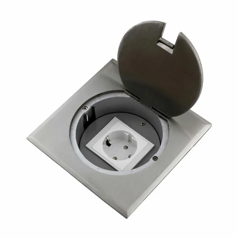 Bestseller Einbausteckdose Fußbodensteckdose Steckdose 1 x Schuko Edelstahl für Boden & Wand Klappdeckel Rund Rand eckig