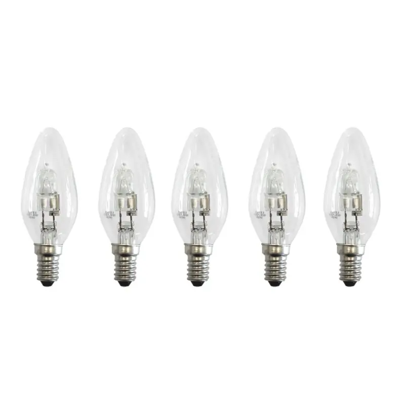 Geprüft 5 x Kerze Eco Halogen Glühbirne 42W = 60W / 55W E14 Glühlampe warmweiß dimmbar