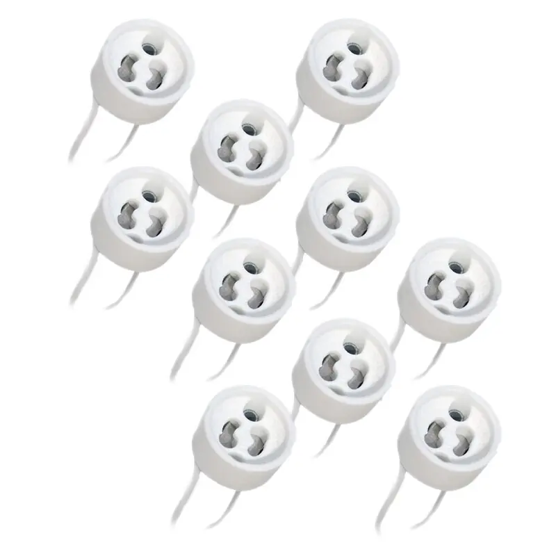 Echt 10 x GU10 Fassung Keramik Lampenfassung LED Halogen mit Kabel