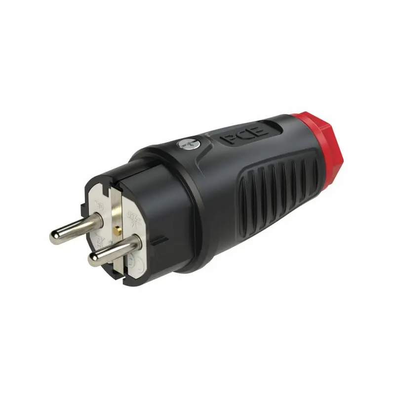 PCE Schuko Schutzkontaktstecker Gummistecker IP54 Stecker Taurus2 16A Schwarz Rot Finale Aktion