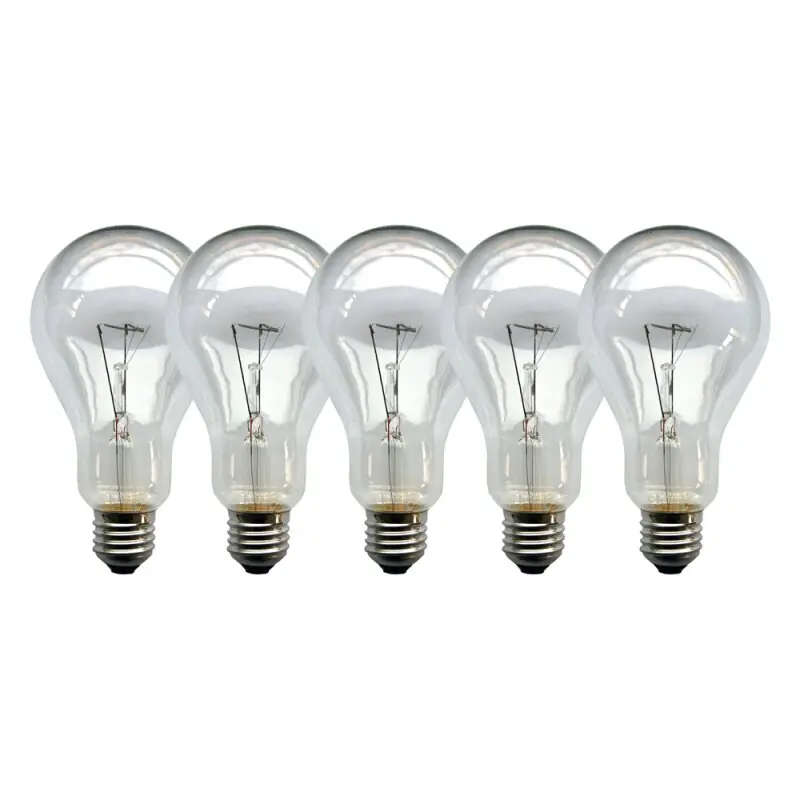 Markenware 5 x Glühbirne 200W E27 klar Glühlampe 200 Watt Glühbirnen Glühlampen
