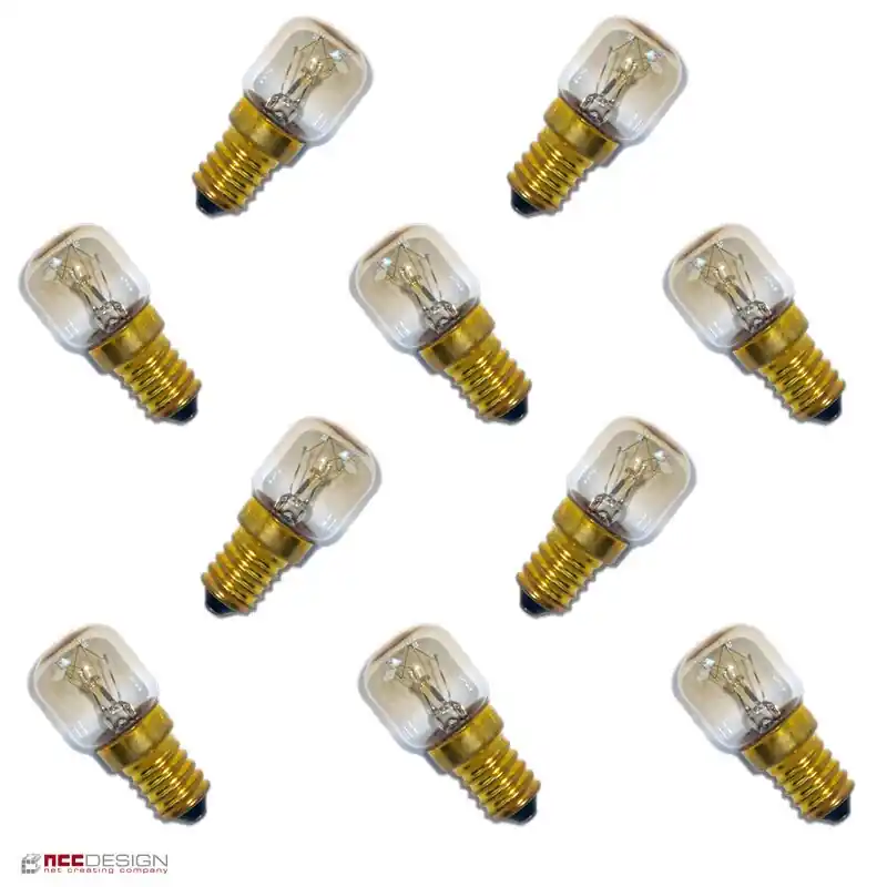 10 x Backofenlampe 300° 15W E14 klar Glühbirne Glühlampe 15 Watt Röhre Echt