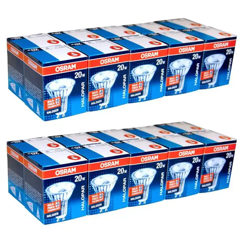 Kostenloser Rückversand 20 x Osram Halogenlampe 20W GU10 Halopar 16 Alu 230V 35°