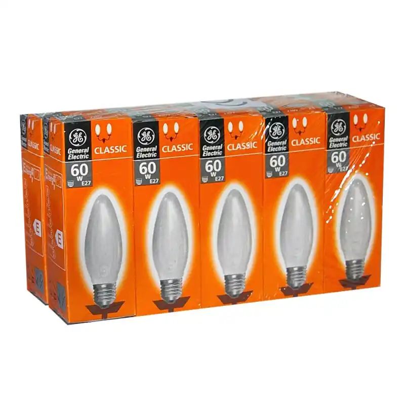 Finale Aktion 10 x GE Glühbirne Kerze 60W E27 MATT Glühlampe 60 Watt Glühbirnen Glühlampen