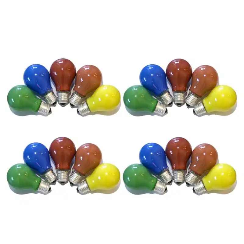 20er Set Glühbirnen farbig gemischt 25W E27 Rot Gelb Grün Blau Orange Geprüft