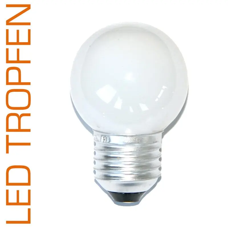 Solange Der Vorrat Reicht LED Tropfen 0,8W E27 matt extra warmweiß 2200K Kunststoff für Außeneinsatz