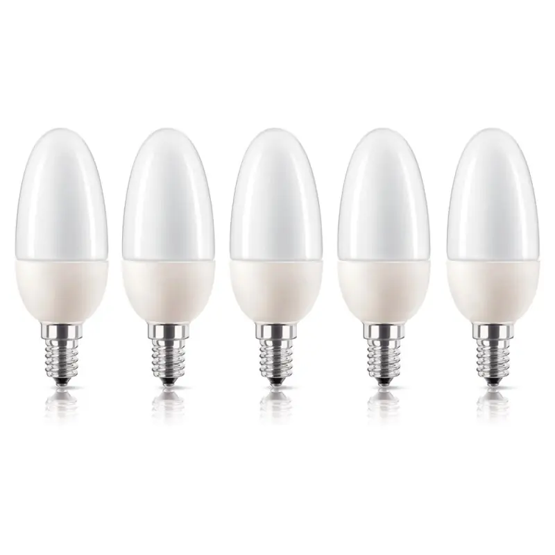 Begrenztes Angebot 5 x Philips Softone Kerze 5W = 20W E14 Energiesparlampe Sparlampe warm warmweiß