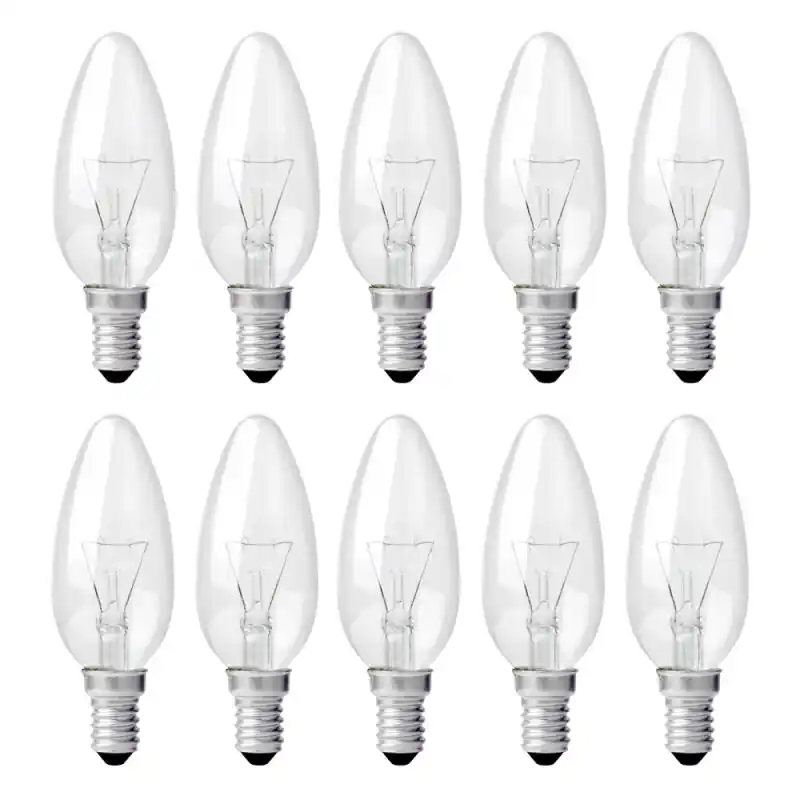 10 x Glühbirne Kerze 40W E14 klar Glühlampe 40 Watt Glühbirnen Glühlampen Kerzen Aktuell