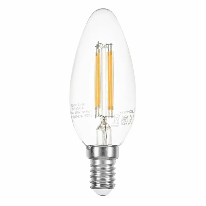 Kostenloser Versand LED Filament Kerze 4W = 40W E14 klar Glühlampe Glühbirne LED Faden warmweiß 2700K
