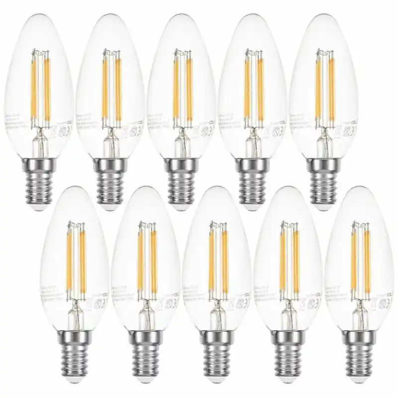 10 x LED Filament Kerze 4W = 40W E14 klar Glühlampe Glühbirne LED Faden warmweiß 2700K Super-Preis