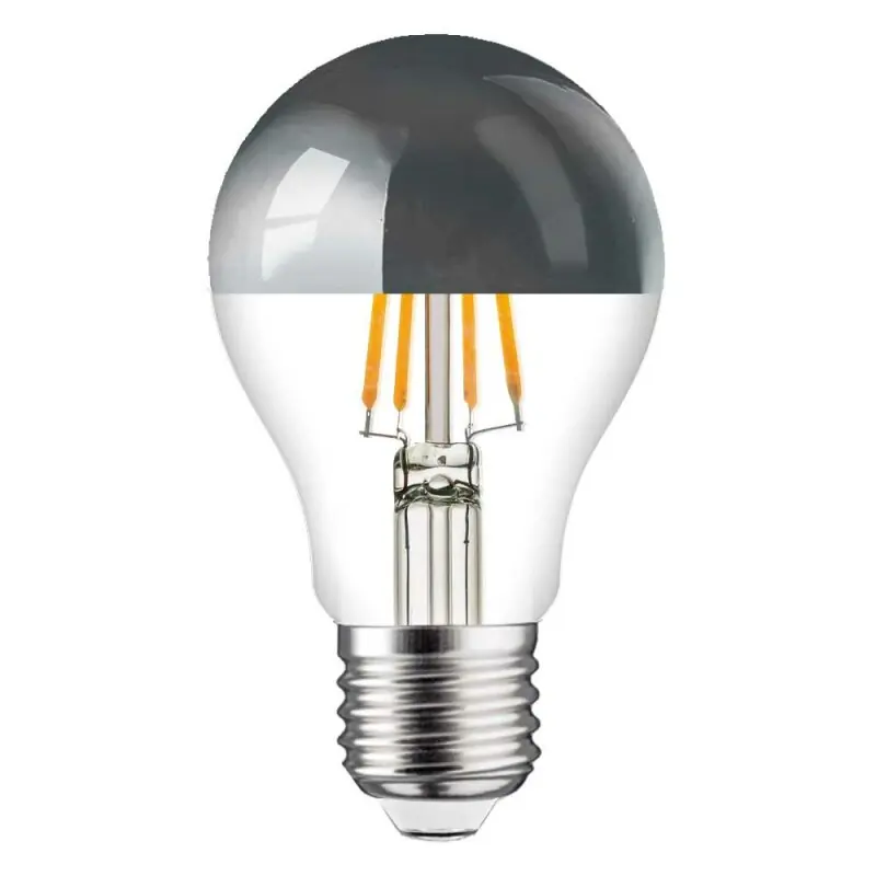 LED Filament Leuchtmittel Birnenform AGL 4W = 40W E27 Kopfspiegel Silber Glühfaden warmweiß 2700K Preisknaller