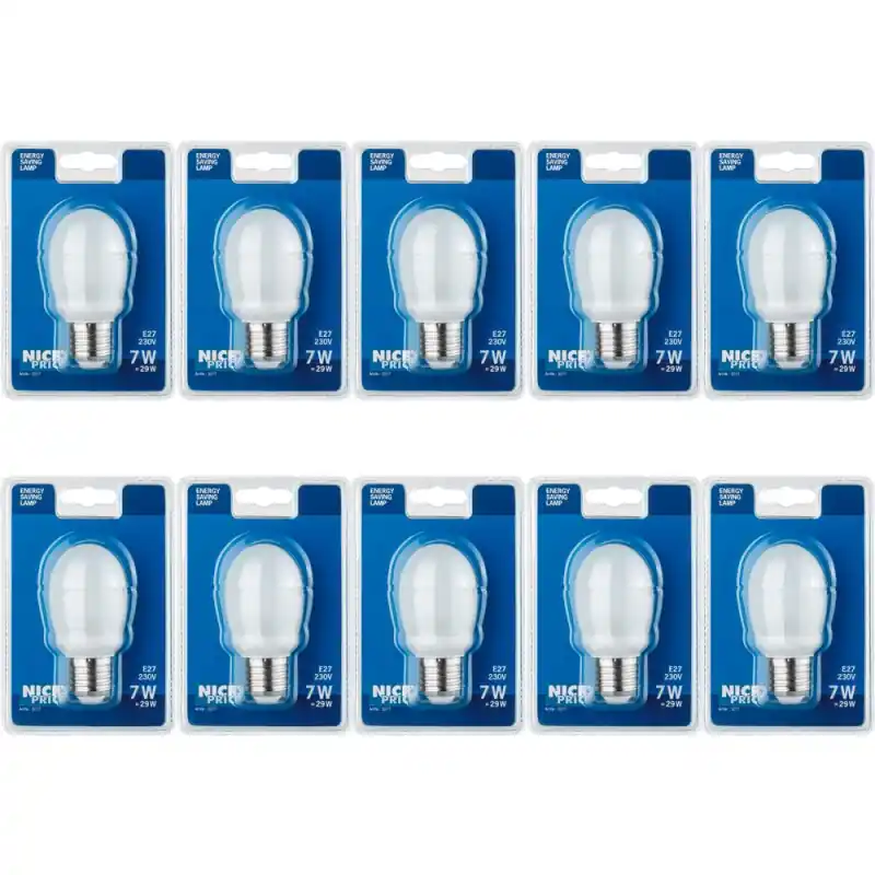 10 x ESL Energiesparlampe Tropfen 7W E27 warmweiß 2700K Bestpreis